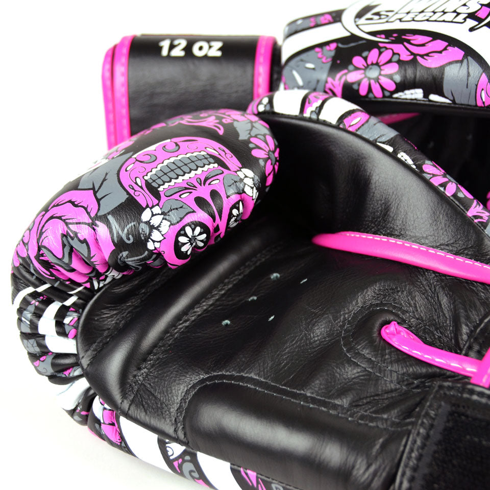 Twins Special FBGVL3-53 Pink Skull Boxing Gloves - Nak Muay Training - Muay tHAI