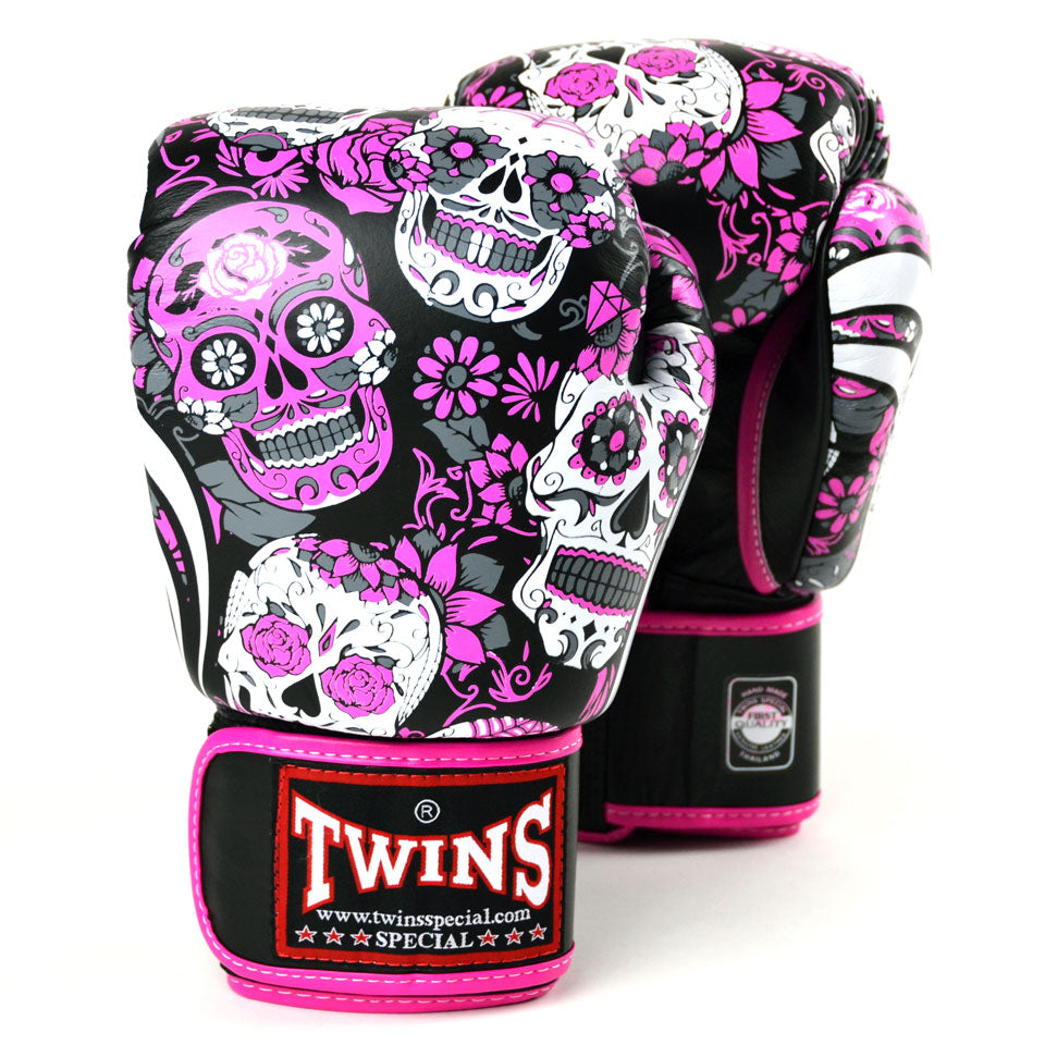 Twins Special FBGVL3-53 Pink Skull Boxing Gloves - Nak Muay Training - Muay tHAI