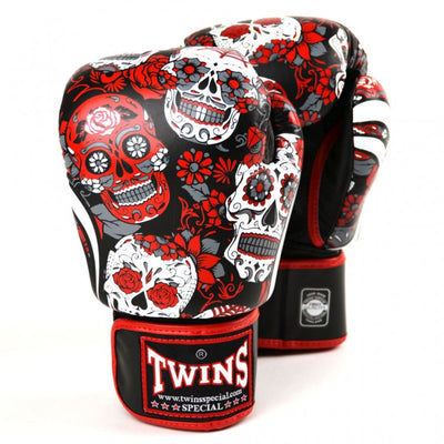 Twins Special FBGVL3-53 Red Skull Boxing Gloves - Nak Muay Training - Muay tHAI