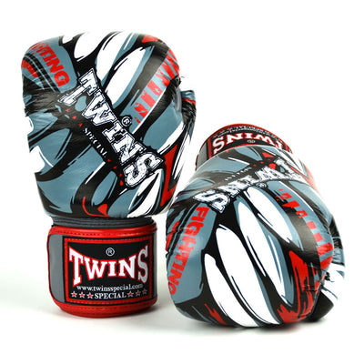 Twins Special FBGVL3-55 Grey-Red Demon Boxing Gloves - Nak Muay Training - Muay tHAI