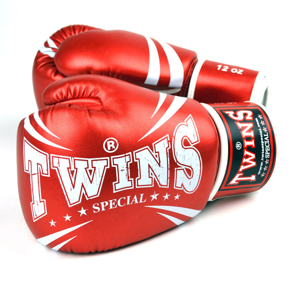 Twins Special FBGVS3-TW6 Metallic Red Synthetic Boxing Gloves - Nak Muay Training - Muay tHAI