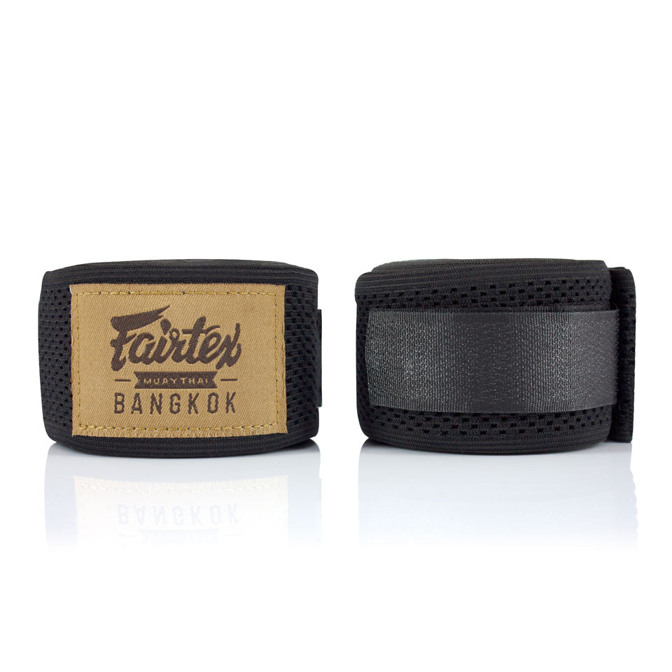 Fairtex HW4 Black Mesh Hand Wraps - Nak Muay Training - Muay tHAI