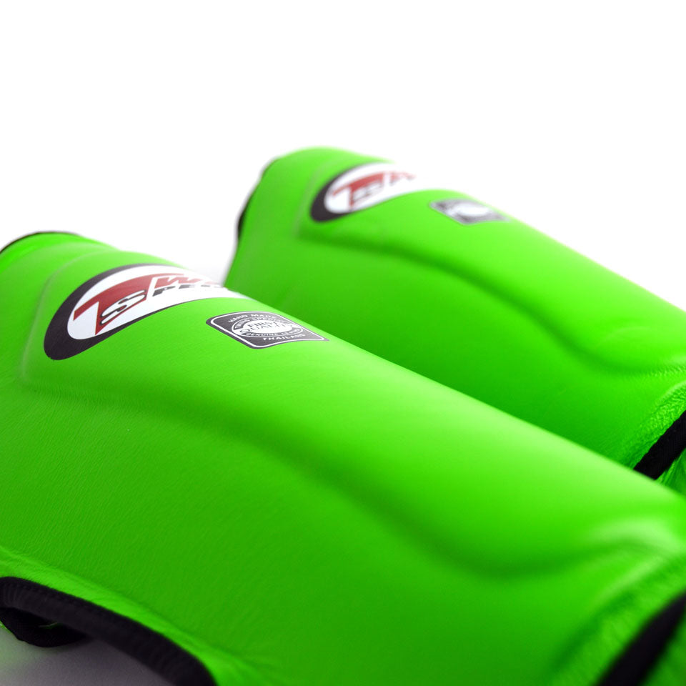 Twins SGL10 Green Double Padded Leather Shin Pads - Nak Muay Training - Muay tHAI